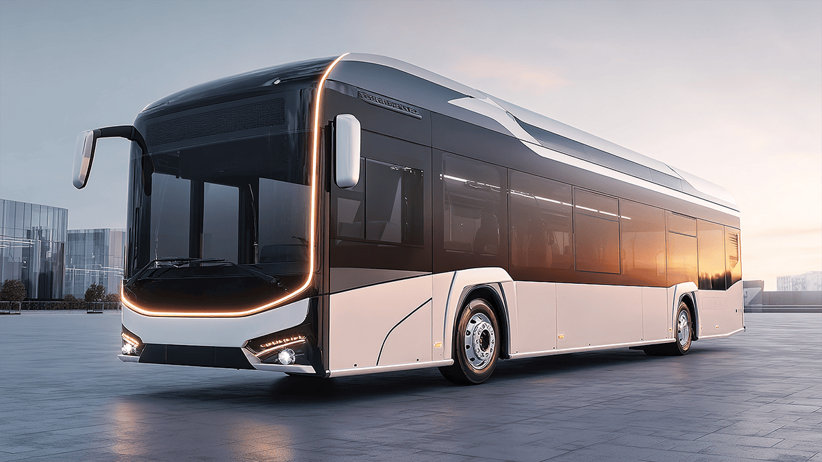 Futuristic white-and-black bus. Futuristic white-and-black bus.